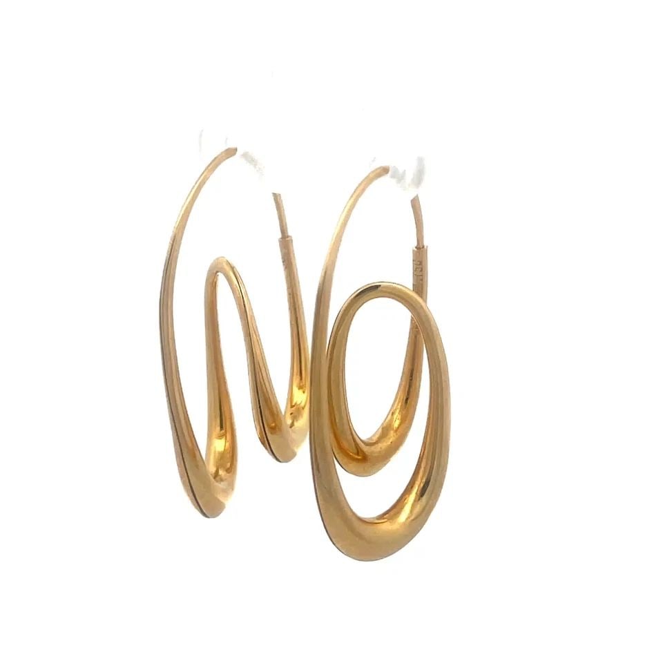 MICHAEL GOOD GOLD EARRINGS 18K YELLOW FANCY LOOP HOOP STYLE (1 of 2)