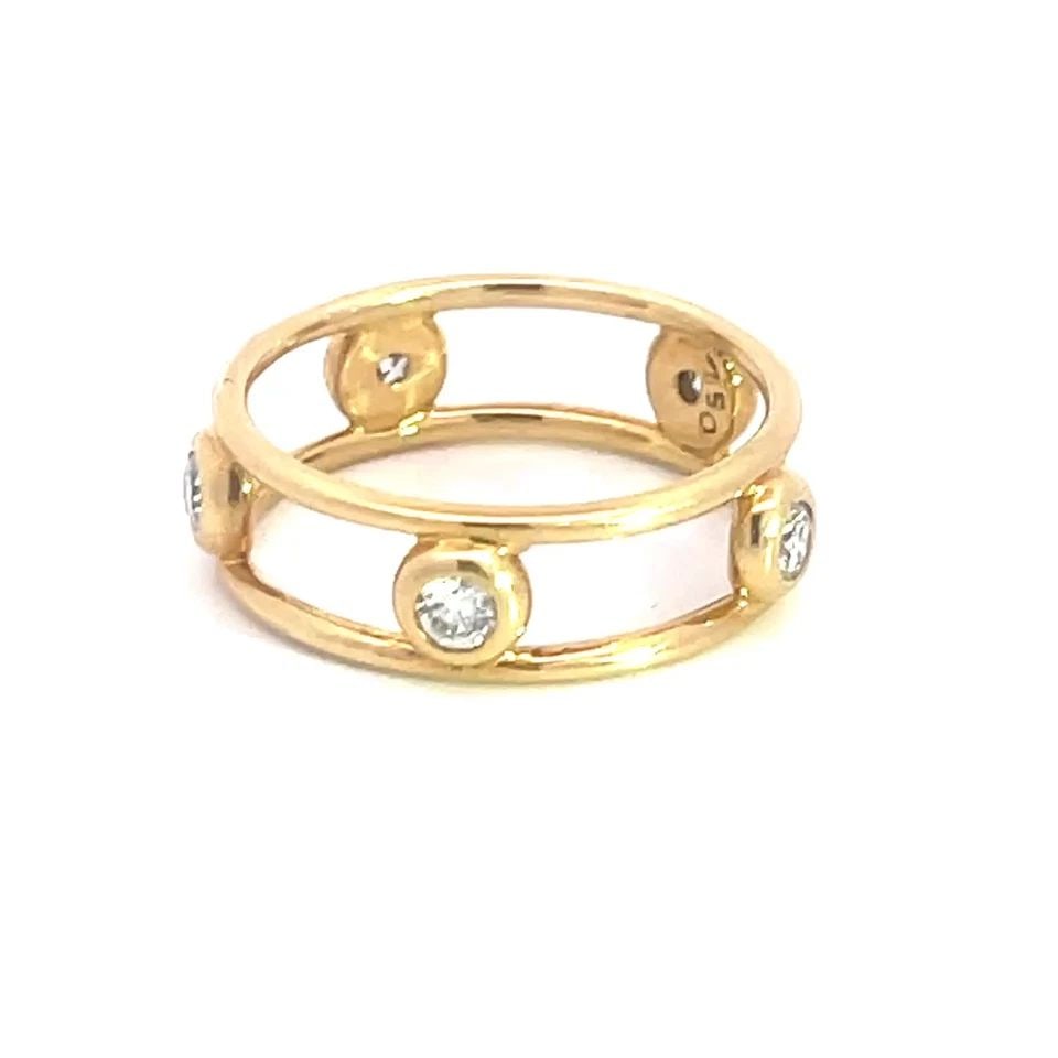 TIFFANY & CO. BY THE YARD DIAMOND RING ELSA PERETTI 18K YELLOW GOLD BAND SIZE 4: TIFFANY & CO. BY THE YARD DIAMOND RING ELSA PERETTI 18K YELLOW GOLD BAND SIZE 4 This lovely authentic band is from Tiffany & Co. by designer Elsa Peretti from her Diamond by the Yard Collection. The 1