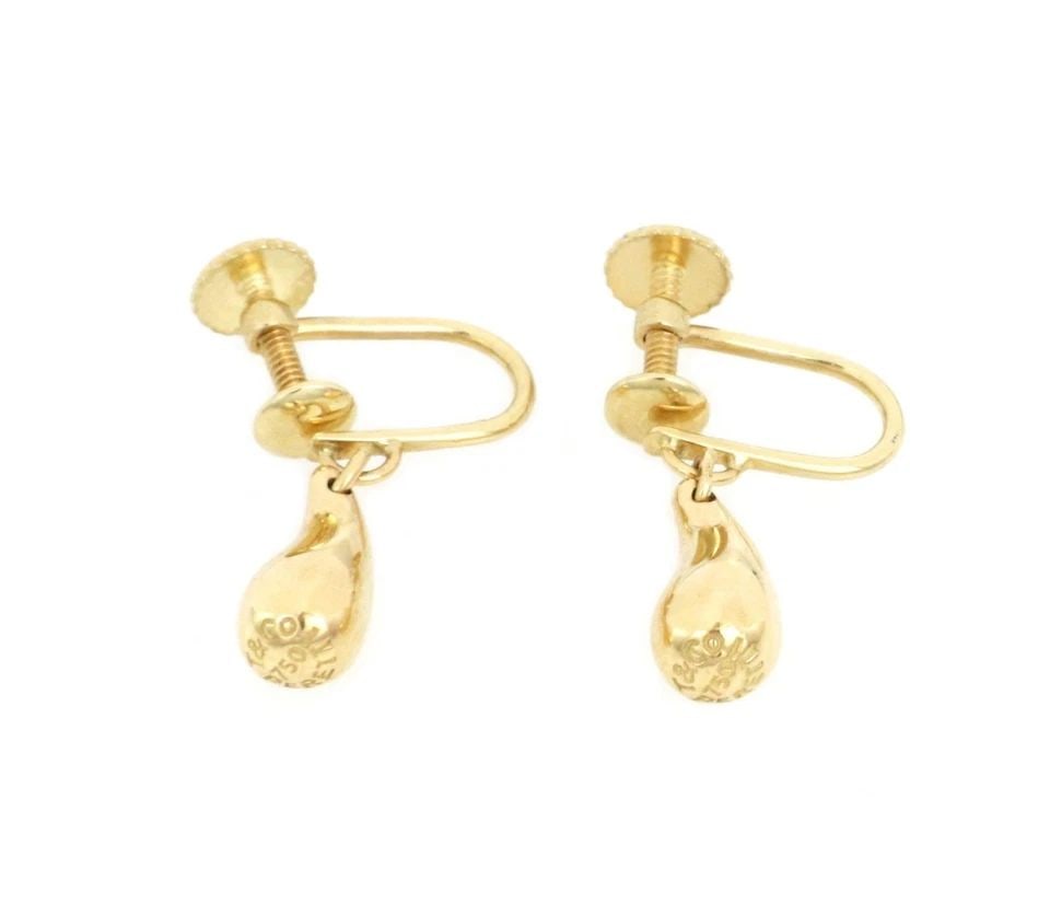18KT YELLOW GOLD TEARDROP SCREW BACK DANGLE EARRINGS (1 of 2)