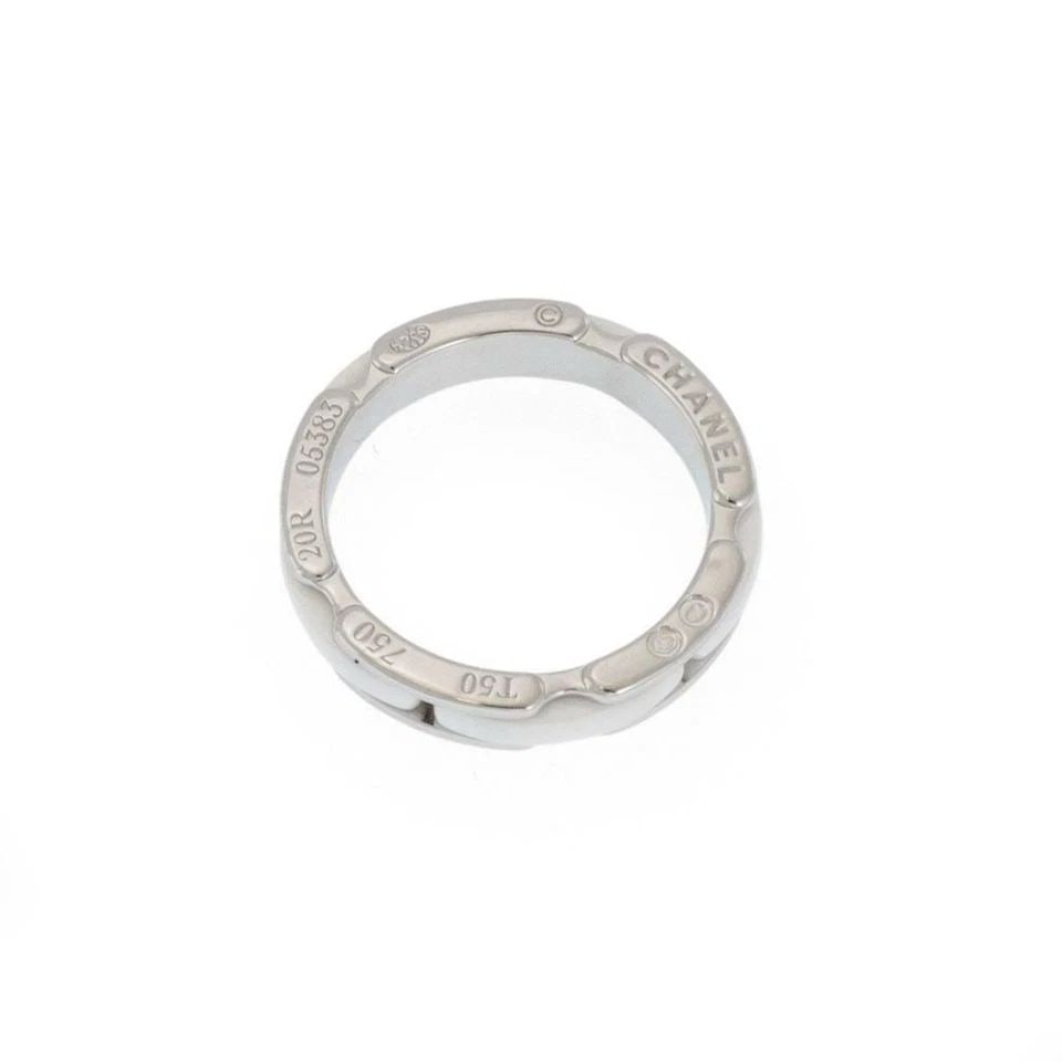 CHANEL ULTRA WHITE CERAMIC 18K WHITE GOLD SINGLE ROW BAND RING SIZE 5 (1 of 2)