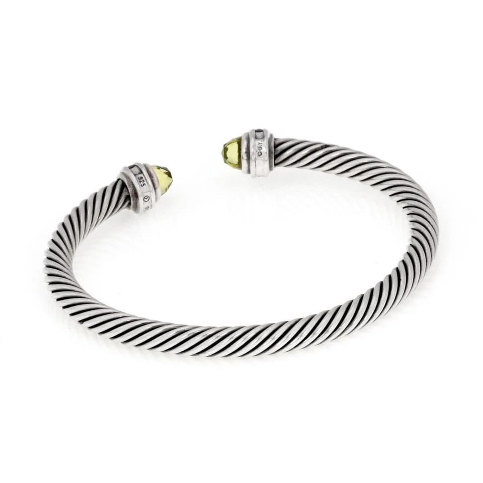 DAVID YURMAN DIAMOND CUFF BRACELET & GEMS STERLING SILVER CABLE DESIGN (1 of 2)