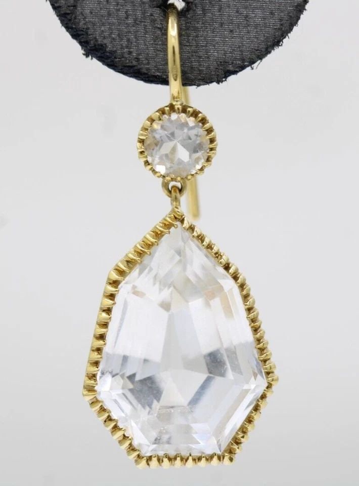 VERDURA BYZANTINE 18K YELLOW GOLD WHITE TOPAZ DANGLE DROP EARRINGS 13.6 GRAMS (1 of 2)