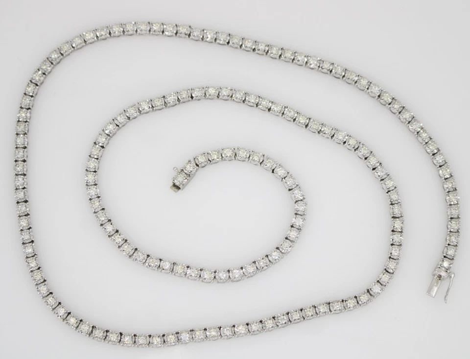 ICEBOX 14K WHITE GOLD 4 TCW NATURAL DIAMOND TENNIS NECKLACE 22" - 35.6 GRAMS (1 of 1)