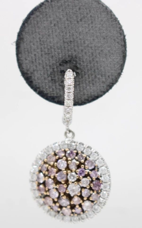 18K WHITE GOLD 2.82 TCW NATURAL PINK DIAMOND & WHITE DIAMOND DANGLE EARRINGS (1 of 2)