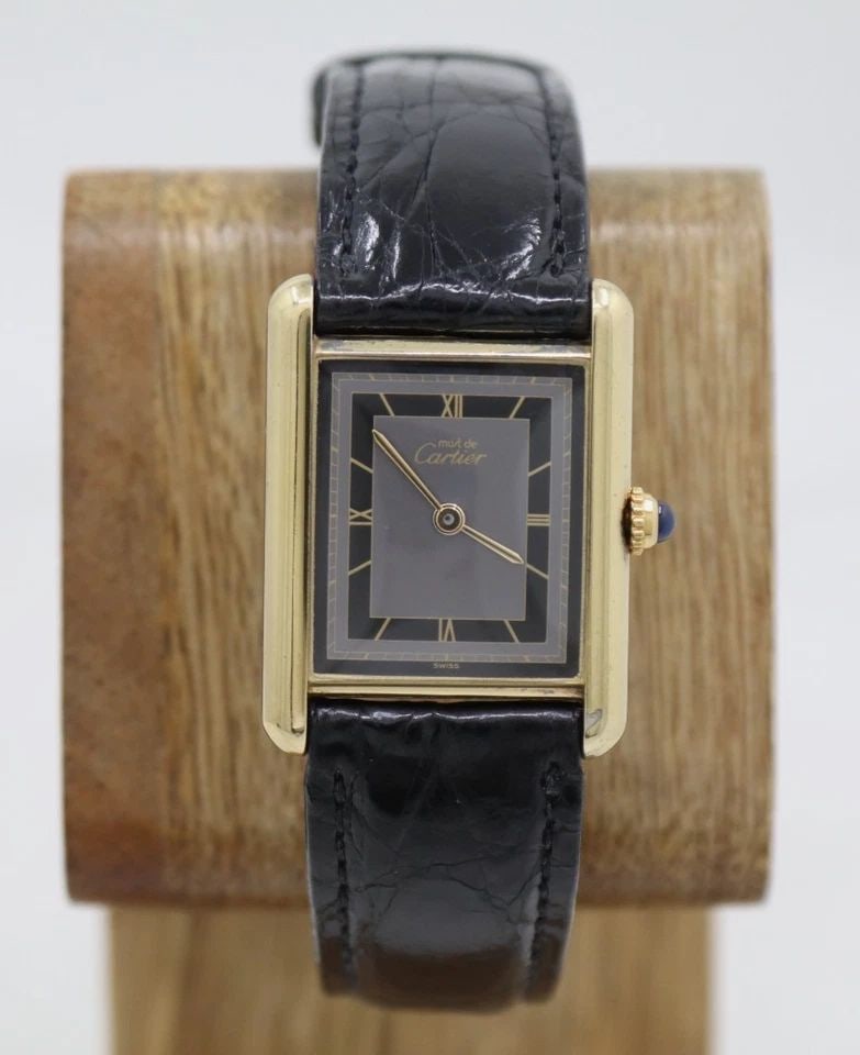 CARTIER MUST DE CARTIER TANK VERMEIL 31MM X 24MM GRAY & BLACK DECO DIAL WATCH (1 of 2)