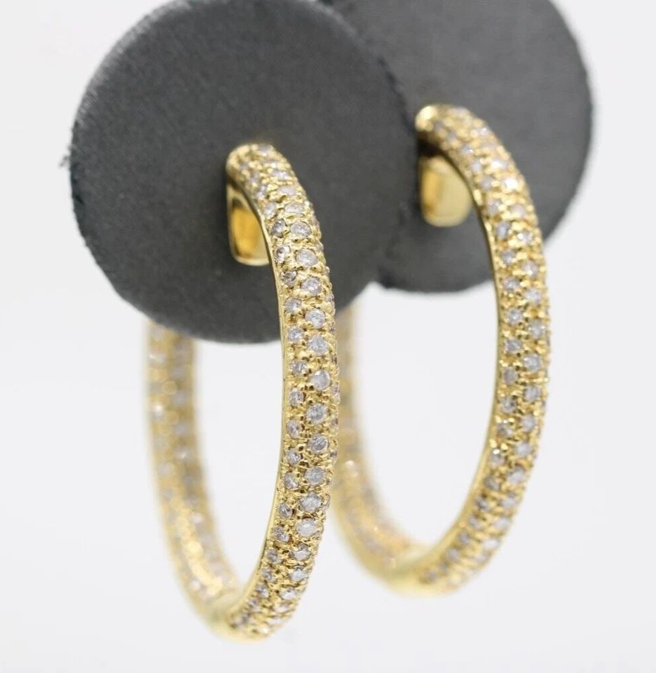 SONIA B. BITTON 18K YELLOW GOLD 2 TCW NATURAL DIAMOND HOOP EARRINGS 15.9 G (1 of 1)