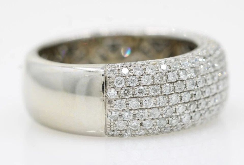 18K WHITE GOLD 1.50 TCW NATURAL DIAMOND PAVE 8MM BAND RING SIZE 7.5 - 10.1 GRAMS (1 of 2)