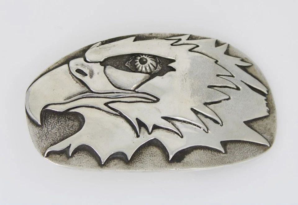 NATIVE AMERICAN YAQUI DANNY ROMERO STERLING SILVER 4" BELT BUCKLE - 160.4 GRAMS (1 of 2)