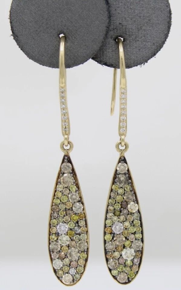 SONIA B. BITTON 14K YELLOW GOLD NATURAL MULTICOLOR DIAMOND DANGLE EARRINGS (1 of 2)