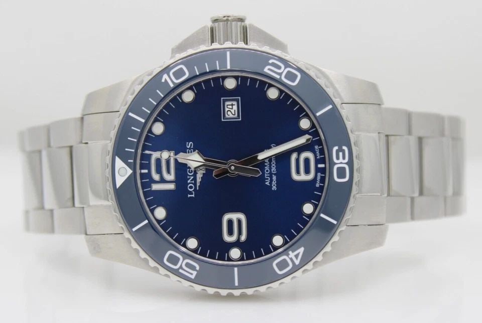 LONGINES HYDROCONQUEST 43MM BLUE DATE DIAL STAINLESS WATCH W/ BOX L3.782.4.96.6: LONGINES HYDROCONQUEST 43MM BLUE DATE DIAL STAINLESS WATCH W/ BOX L3.782.4.96.6 LONGINES HYDROCONQUEST 43MM BLUE DATE DIAL STAINLESS WATCH W/ BOX L3.782.4.96.6 Description Longines HydroConquest 43mm 