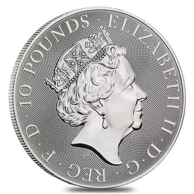2021 GREAT BRITAIN QUEENS BEAST LION OF MORTIMER 10 OZ .9999 SILVER COIN: 2021 GREAT BRITAIN QUEENS BEAST LION OF MORTIMER 10 OZ .9999 SILVER COIN Description 2021 Great Britain Queens Beast Lion of Mortimer 10 Oz .9999 Silver Coin "Five coins available. One coin per purcha