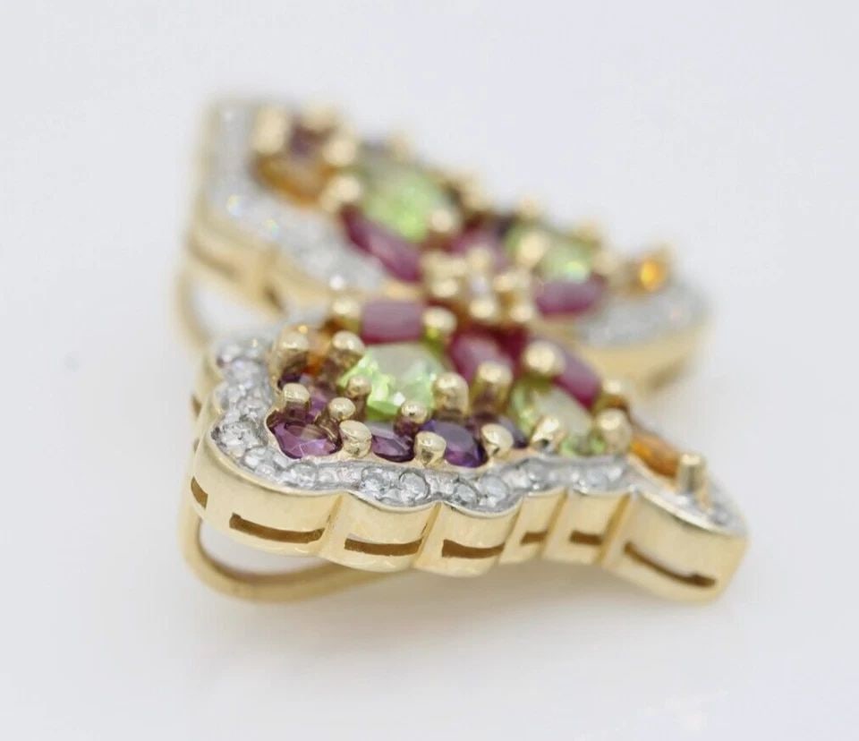 14K YELLOW GOLD BUTTERFLY MULTI-GEMSTONE PENDANT 8.3 GRAMS (1 of 1)