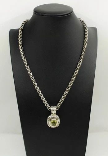 DAVID YURMAN STERLING & 14K GOLD ALBION PENDANT & 20" WHEAT CHAIN NECKLACE (1 of 1)
