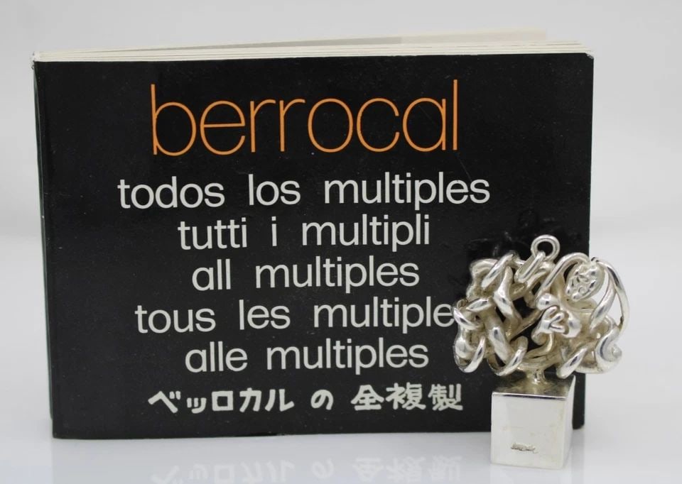 MIGUEL BERRROCAL STERLING SILVER MICROMENTO PUZZLE SCULPTURE PENDANT W/ BROCHURE (1 of 1)