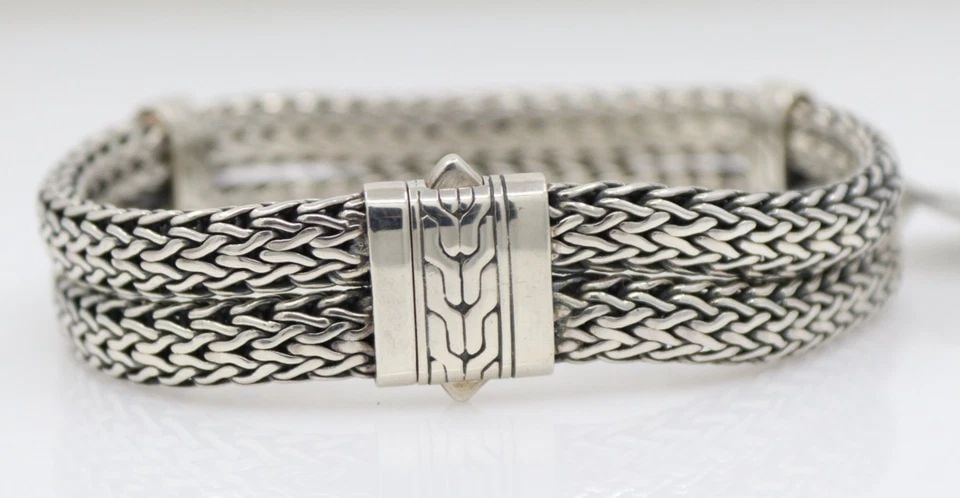 JOHN HARDY STERLING SILVER DOUBLE ROW CLASSIC CHAIN WOVEN BRACELET (1 of 2)