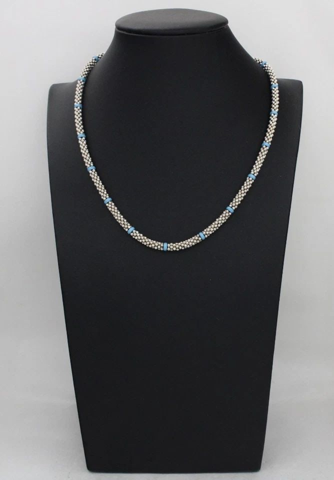 LAGOS STERLING SILVER BLUE CAVIAR CERAMIC BEADED STATION 5MM CAVIAR NECKLACE 18" (1 of 2)