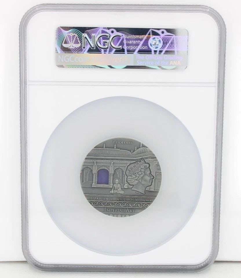 2020 NIUE 2 OZ SILVER ANTIQUE INDIA IMPERIAL ART COIN MS 70 ANTIQUED NGC #329 (1 of 1)