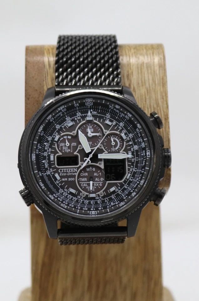 CITIZEN NAVIHAWK A.T ECO-DRIVE 46MM BLACK CHRONO WATCH JY8035-04E (1 of 1)