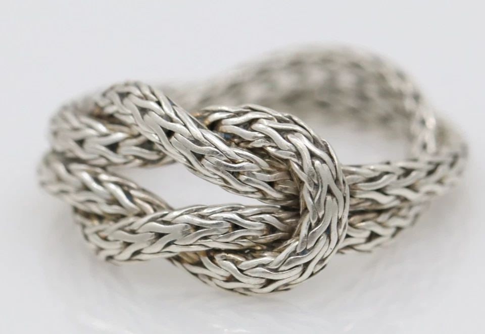 JOHN HARDY STERLING SILVER LOVE KNOT CABLE WOVEN RING SIZE 7.5 (1 of 2)