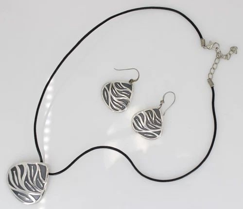VINTAGE GEORGE ESTRELLA MAG "SALMON WAVE" PENDANT NECKLACE 18" & EARRINGS SET (1 of 1)