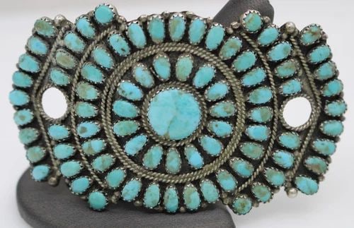 NAVAJO LARRY MOSES BEGAY STERLING SILVER TURQUOISE HAIR BARRETTE (1 of 1)
