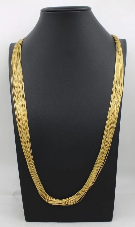 NATIVE AMERICAN LIQUID STERLING SILVER GOLD TONED 30 STRAND NECKLACE 29" ~ 44.6G (1 of 1)