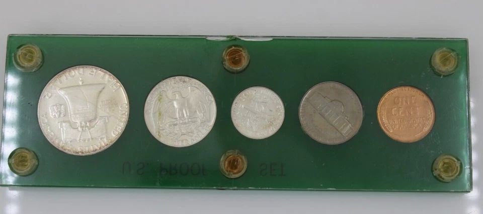 1954 UNITED STATES MINT PROOF SET GREEN HARD PLASTIC HOLDER (1 of 2)