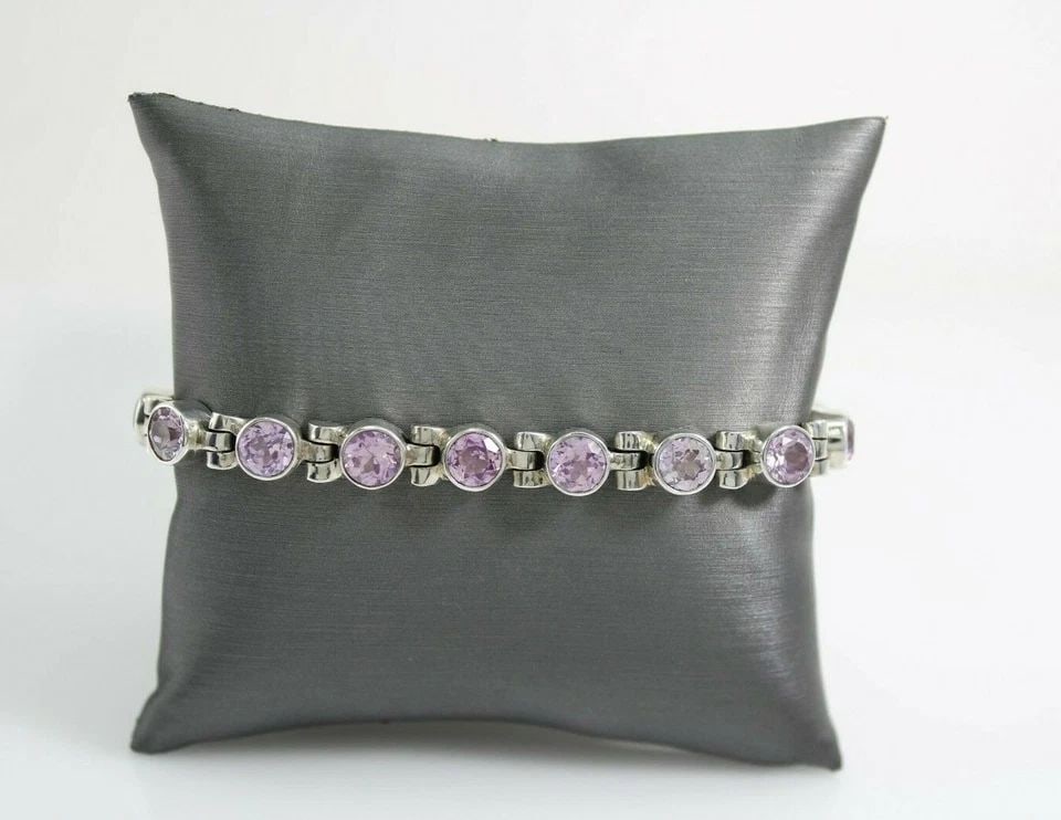 VINTAGE EXEX CLAUDIA AGUDELO STERLING SILVER PINK CRYSTAL STONES LINK BRACELET (1 of 2)