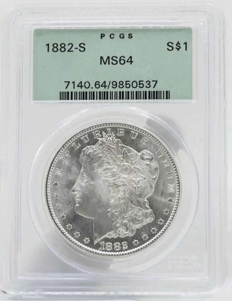 1882 S MORGAN SILVER DOLLAR $1 PCGS MS64 OLD GREEN HOLDER (1 of 2)