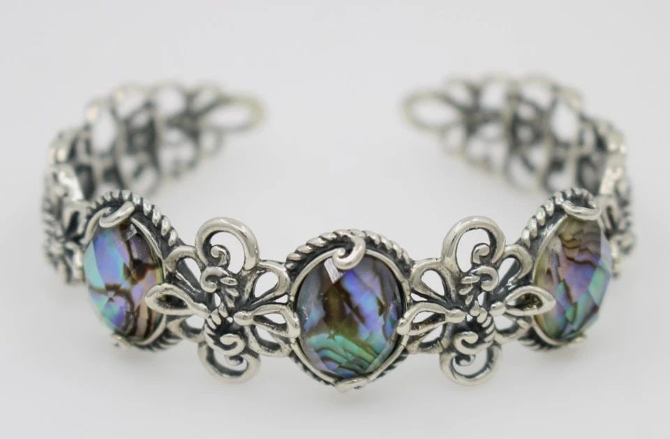 CAROLYN POLLACK RELIOS STERLING SILVER ABALONE CUFF BRACELET 6" - 22.7 GRAMS (1 of 2)
