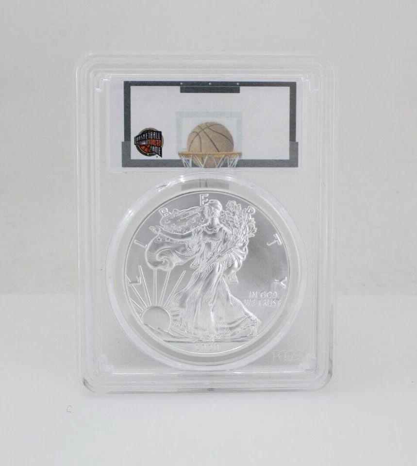2020 SILVER EAGLE, BASKETBALL HALL OF FAME, PCGS MS 70, FIRST DAY OF ISSUE (1 of 2)