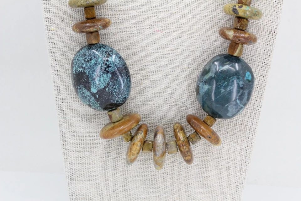 JAY KING DTR STERLING SILVER CHUNKY NATURAL TURQUOISE & GEMSTONE 22" NECKLACE (1 of 2)