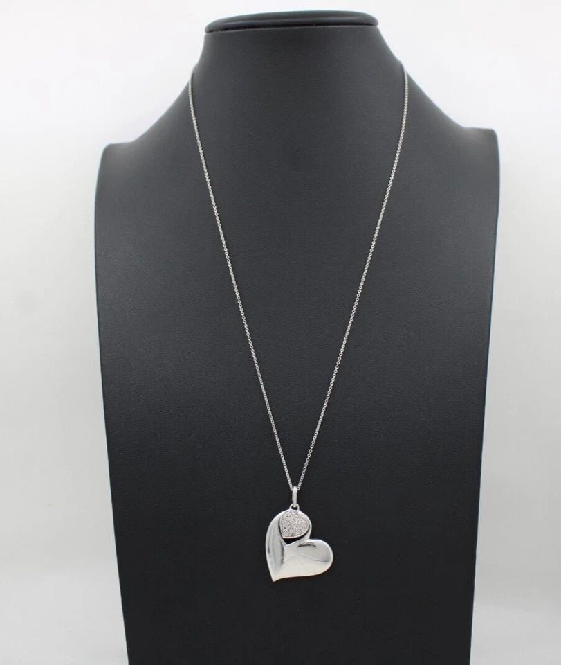 JANE SEYMORE JWBR STERLING SILVER DIAMOND HEART PENDANT W/ 19" NECKLACE 6.1G (1 of 1)