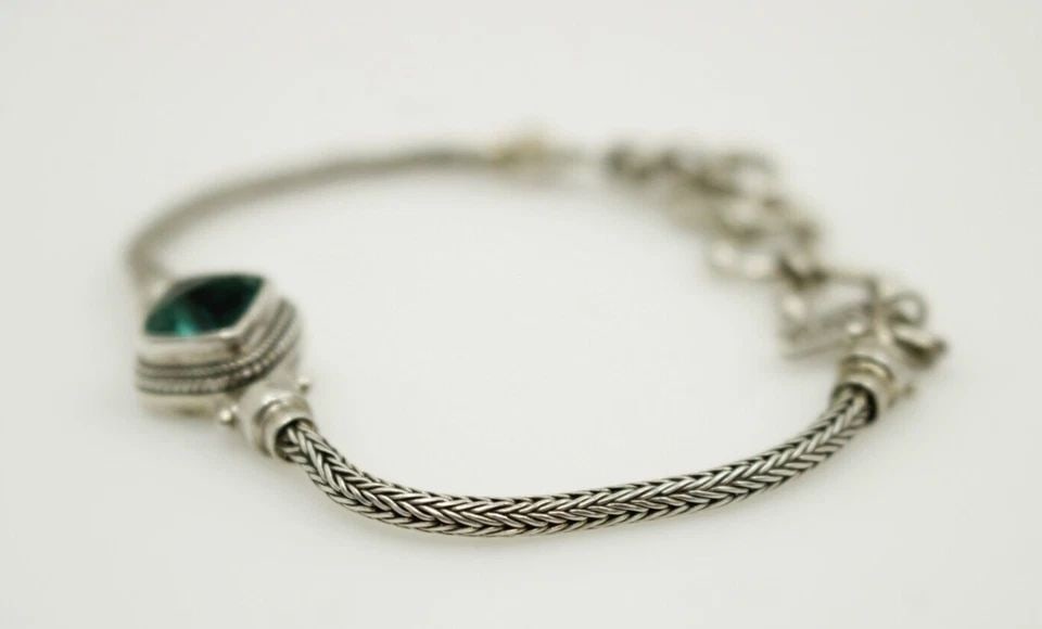 VINTAGE SARDA STERLING SILVER GREEN BRACELET TOGGLE CLASP (1 of 2)