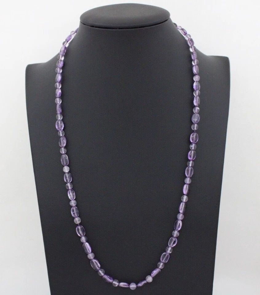 AMETHYST BEADED STRAND 22" NECKLACE W/ 14K YELLOW CLASP (1 of 1)