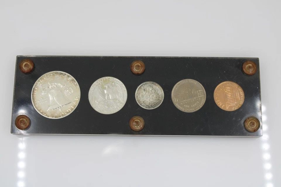 1959-P US MINT SILVER PROOF SET, 5 COINS, BLACK ACRYLIC HOLDER 90% SILVER (1 of 2)