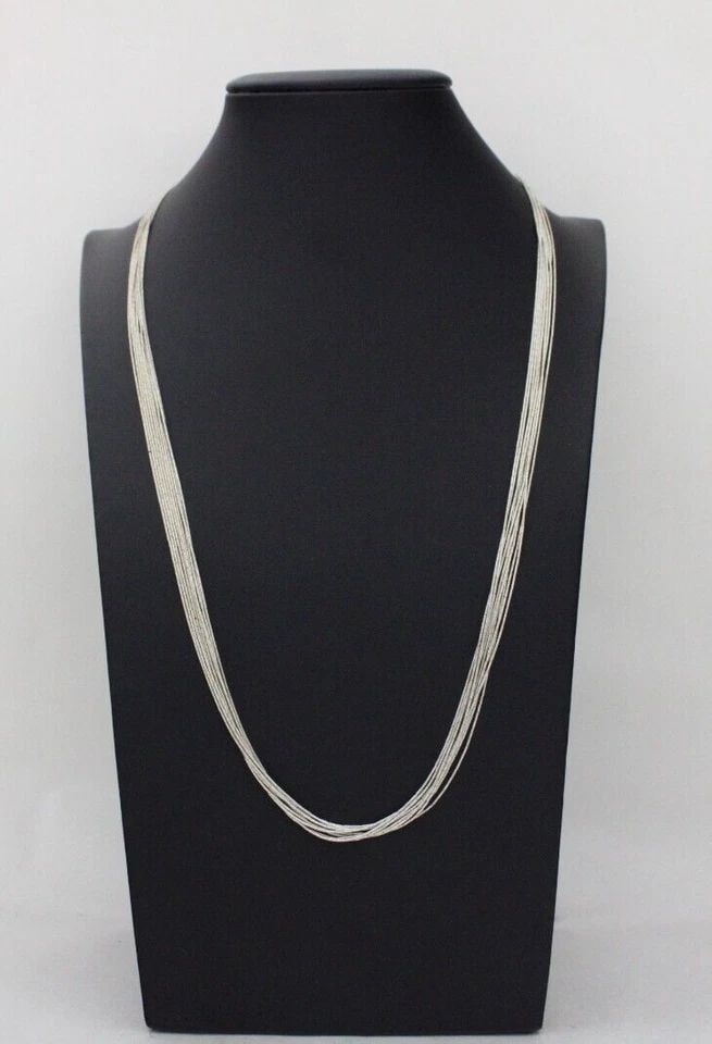 RUNNING BEAR TRADING STERLING SILVER 10 STRAND LIQUID SILVER 24" NECKLACE 13.1 G (1 of 1)