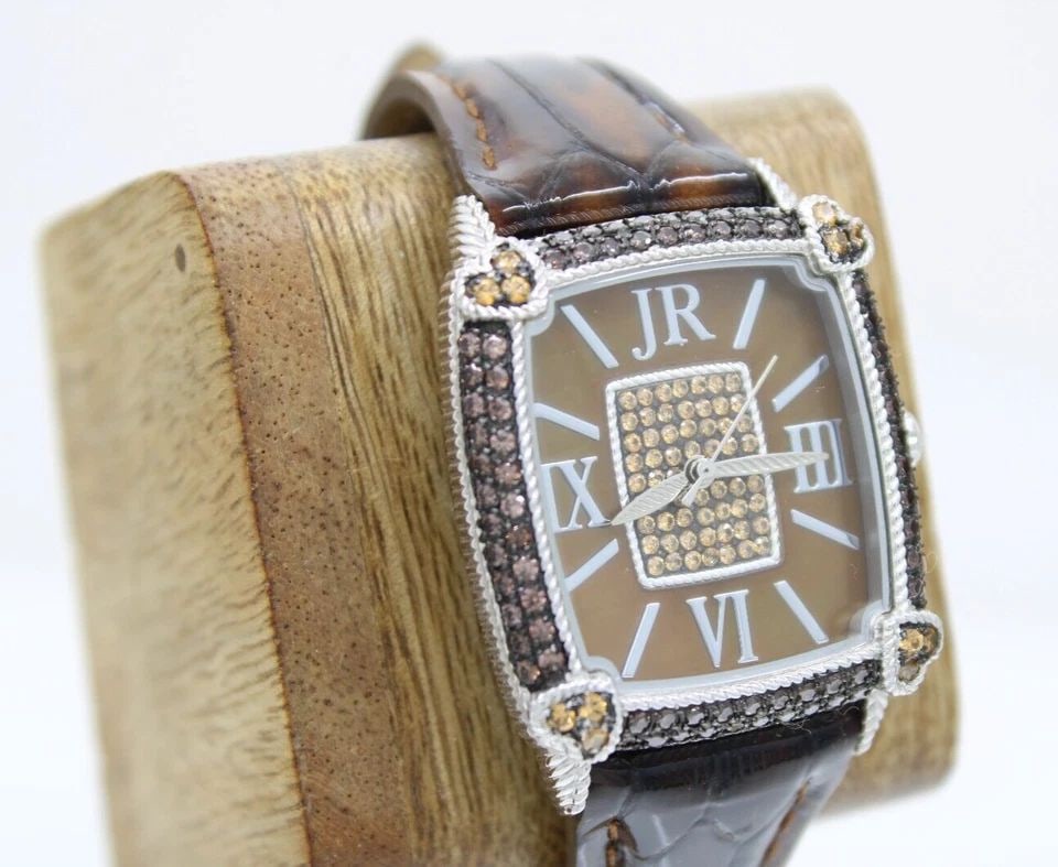 JUDITH RIPKA MONACO STEEL BROWN MOP DIAMONIQUE 31MM LADIES QUARTZ WATCH (1 of 2)