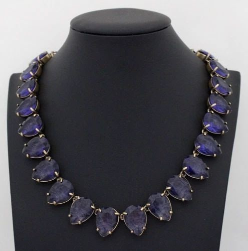 J. CREW GOLD TONED PURPLE GEM STONE STATEMENT 19"NECKLACE (1 of 1)