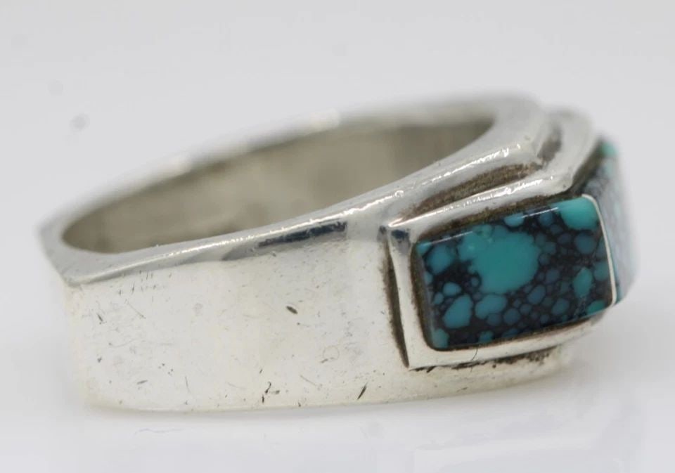 NATIVE AMERICAN SURREST STERLING SILVER TURQUOISE RING SIZE 7.5 - 11.1 GRAMS (1 of 2)