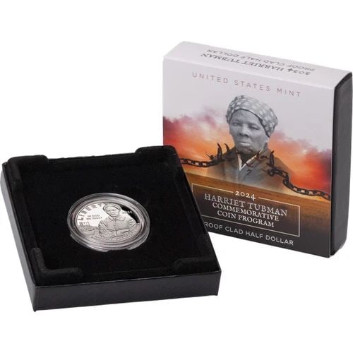 2024 S HARRIET TUBMAN COMMEMORATIVE PROOF CLAD HALF DOLLAR IN BOX W/ COA: 2024 S HARRIET TUBMAN COMMEMORATIVE PROOF CLAD HALF DOLLAR IN BOX W/ COA Description 2024 S Harriet Tubman Commemorative Proof Clad Half Dollar in Box W/ COA ***Stock Photos 1-3*** Coin is in uncircul