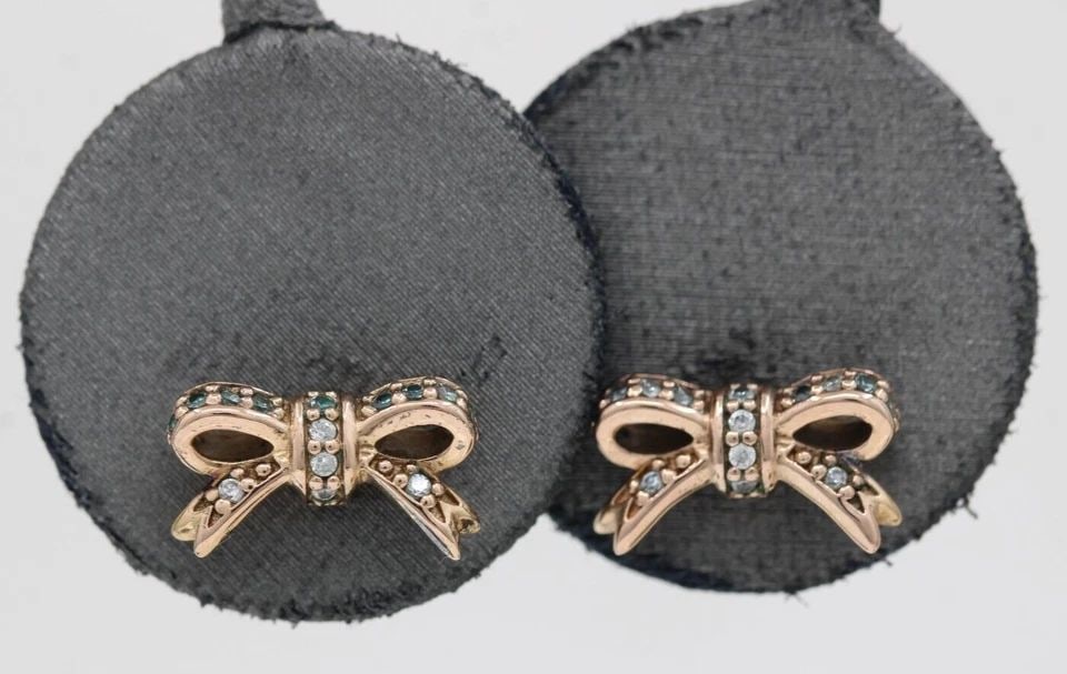 AUTHENTIC PANDORA ALE R ROSE SPARKLING BOW STUD EARRINGS #280555 1.7 G (1 of 2)