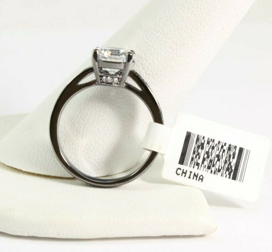 NICE BBJ BLACK RHODIUM CUBIC ZIRCONIA RING SIZE 7.25 3.7GM W/TAG FREE SHIP! (1 of 2)