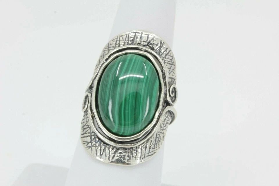 925 STERLING SILVER SHABLOOL ISRAEL MALACHITE COCKTAIL RING SIZE 6.5 ~ 8.6 GRAMS (1 of 1)