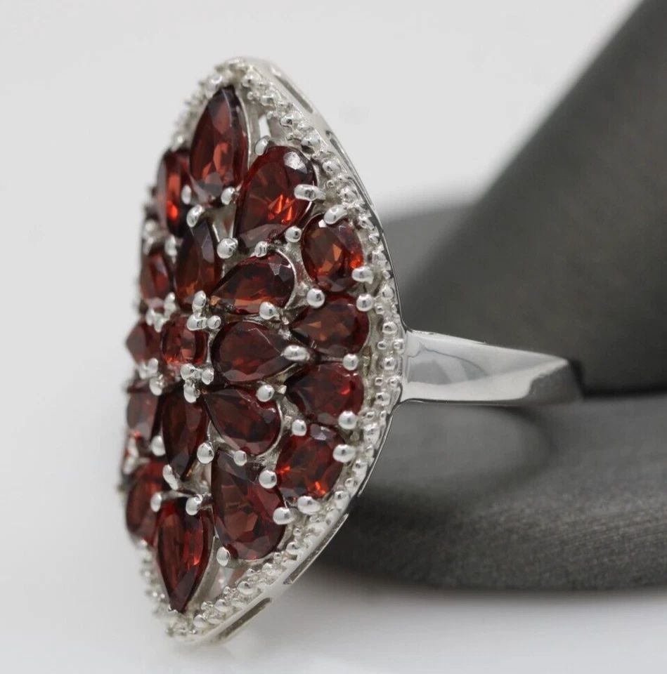 CHAPAL ZENRAY NF STERLING SILVER RED GEMSTONE COCKTAIL RING SIZE 7 ~ 7.4 G (1 of 2)