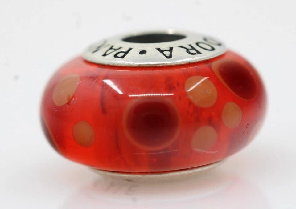 GENUINE PANDORA STERLING SILVER RED BUBBLES MURANO GLASS CHARM 790690 (1 of 1)