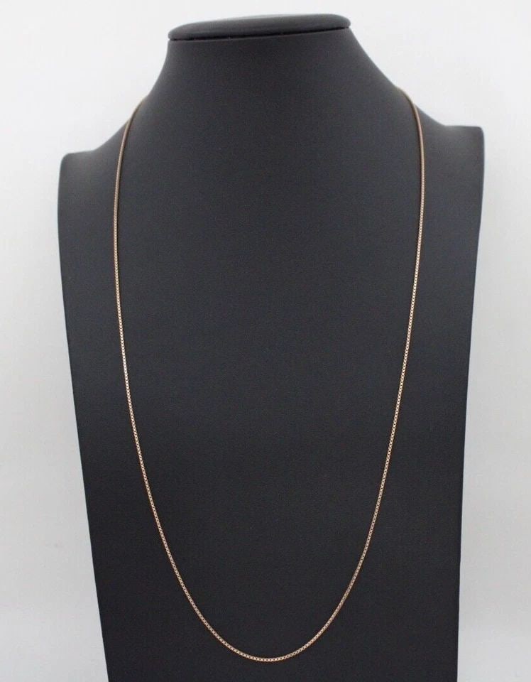 925 JACMEL MAURITIUS JCM STERLING SILVER ROSE TONE BOX CHAIN 24" NECKLACE (1 of 1)