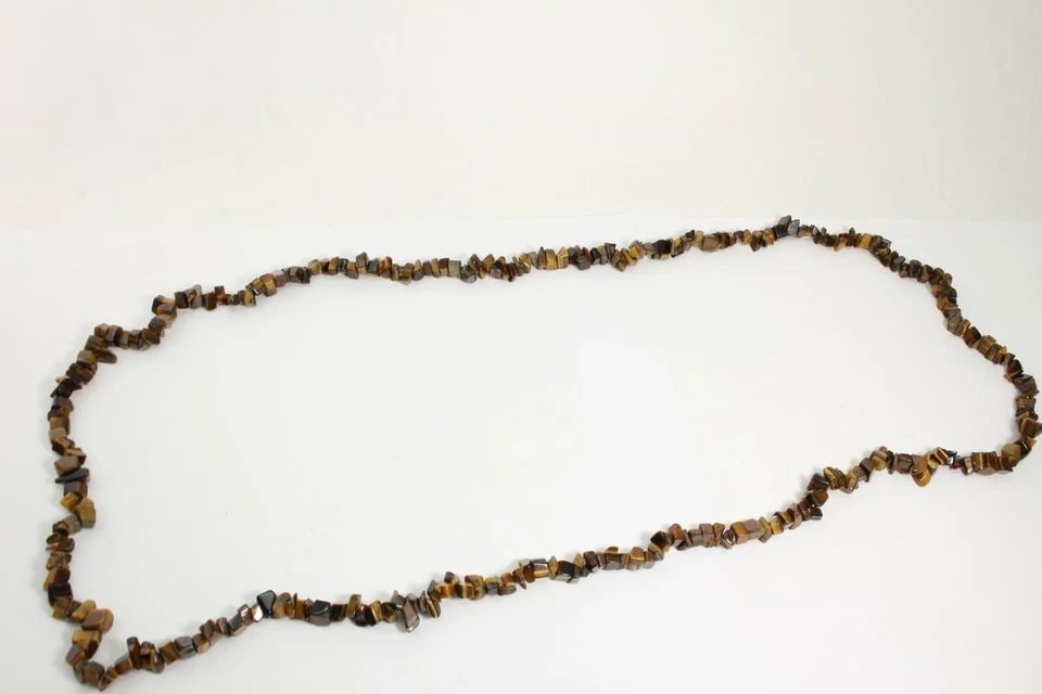 LOT OF 4 TIGER'S EYE CHIPPED BEADED 1 NECKLACE 36" & 3 BRACELETS SZ 6 3/4"-7" (1 of 2)