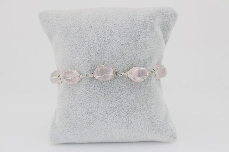 J JILL 925 STERLING SILVER PINK GEMSTONE ADJUSTABLE LINK BRACELET FITS 7 TO 8" (1 of 2)