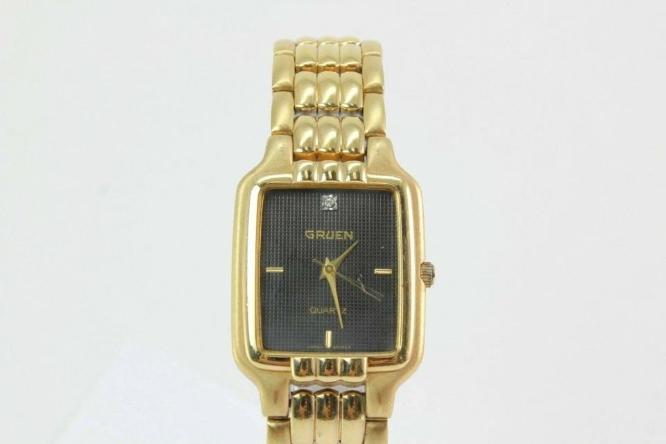 GRUEN DIAMOND DIAL MARKER GOLD TONE STAINLESS STEEL WATCH 282-Y1210: GRUEN DIAMOND DIAL MARKER GOLD TONE STAINLESS STEEL WATCH 282-Y1210 Gruen Diamond Dial Marker Gold Tone Stainless Steel Watch 282-Y1210 FS! Watch fits